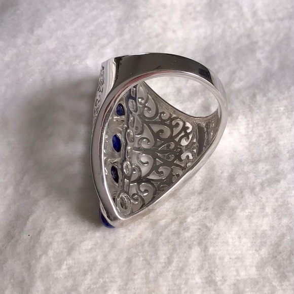 Low Profile Lapis Lazuli Ring in Stainless Steel - Picture 4 of 7